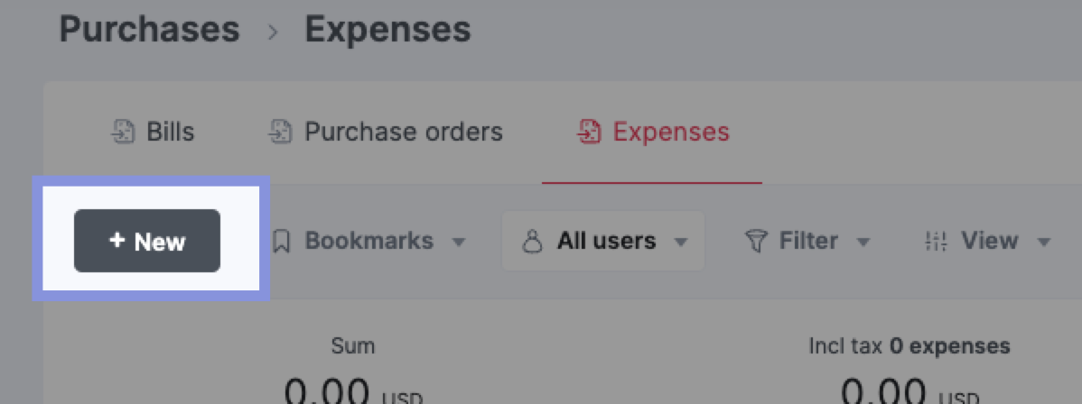 Creating a new expenses in Scoro